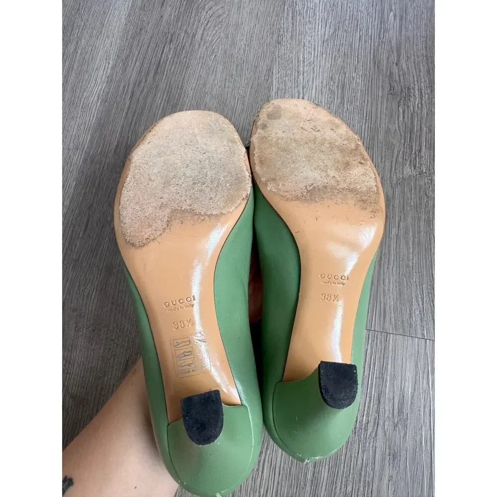Green Gucci Horsebit Heels